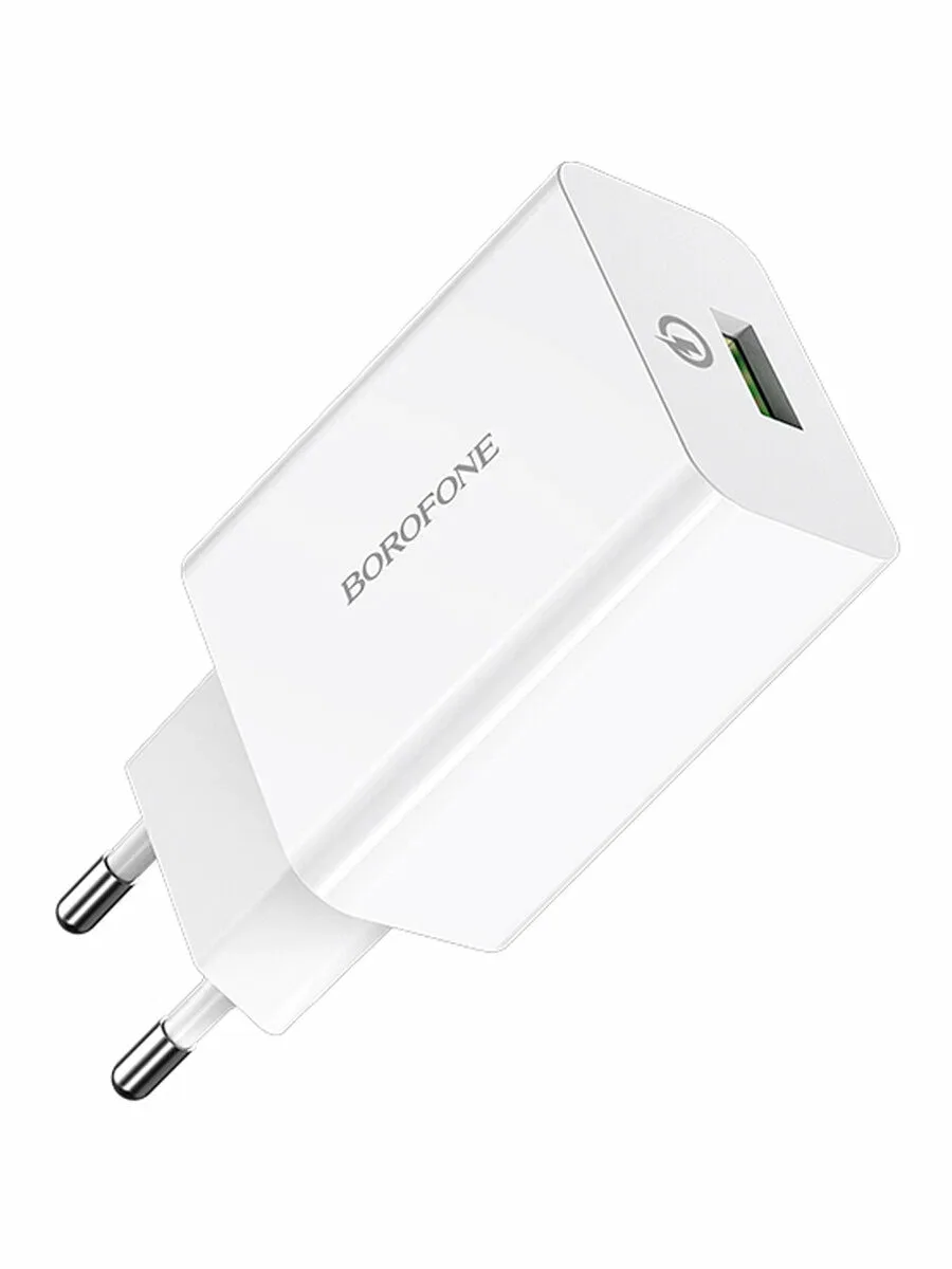 Сетевое зарядное устройство USB Borofone BA21A (18W, QС3.0) Белый