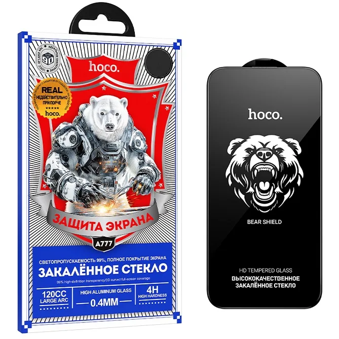 Защитное стекло Hoco Bear HD iPhone 17 Pro Max Black (A777)