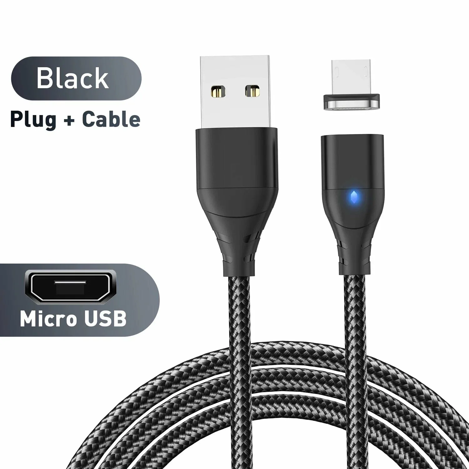 Кабель магнитный GT WIN MicroUSB, чёрный