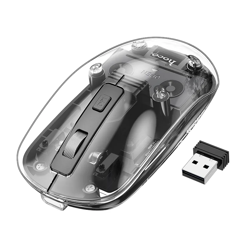 Мышь HOCO GM29 Mysterious, USB, Bluetooth, беспр.,опт.,4кн., 800-1600dpi, черный