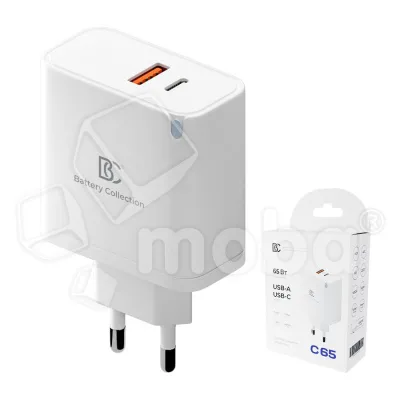 Сетевое зарядное устройство USB/Type-C BC C65 (65W, QC3.0, PD, SuperVOOC, FlashCharge, 2 порта) Белый