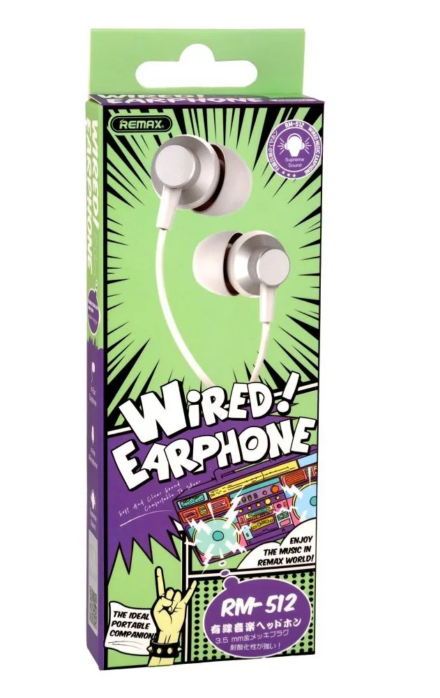 Наушники Remax WiRed Music Earphone RM-512 Silver