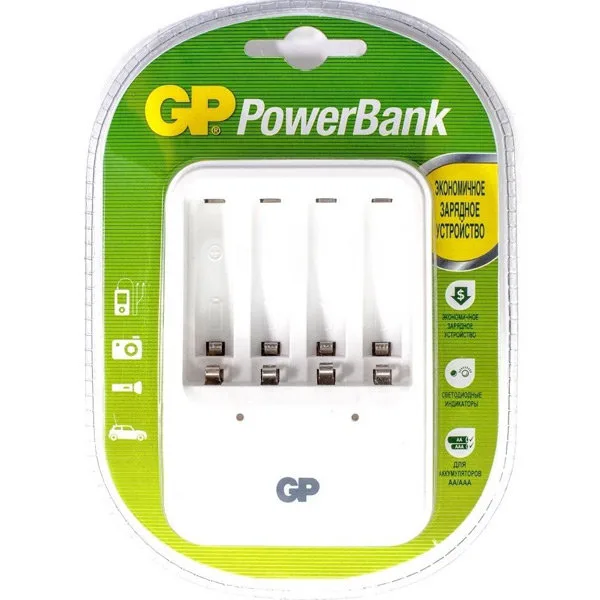 Устройство зарядное GP PowerBank, для заряда 4-х аккумуляторов типа АА, ААА