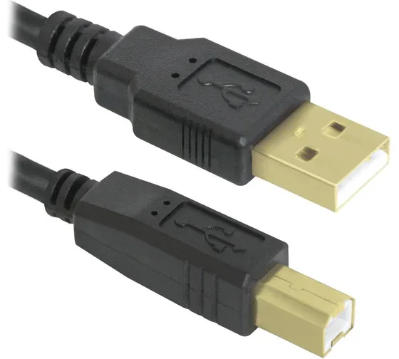 Кабель USB - USB 2.0 (AM-BM) 3м DEFENDER с фильтром, черный (87431)