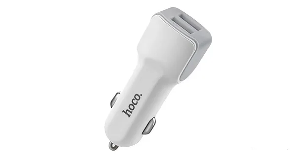 АЗУ Hoco Z23, 2USB, 2.4A, удлиненный, белый 1/25/250