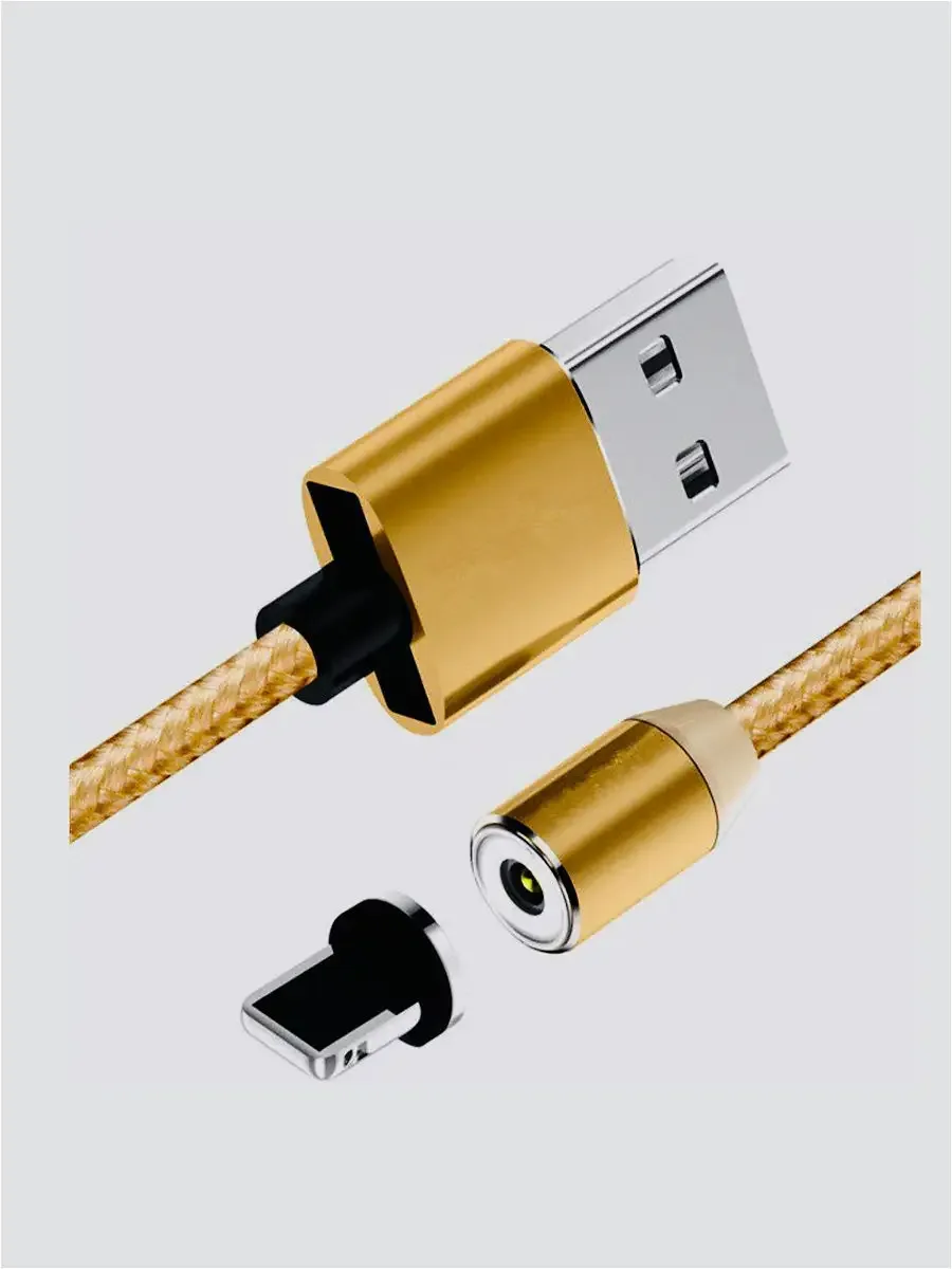 Магнитный кабель Tork USB - Lightning золотой