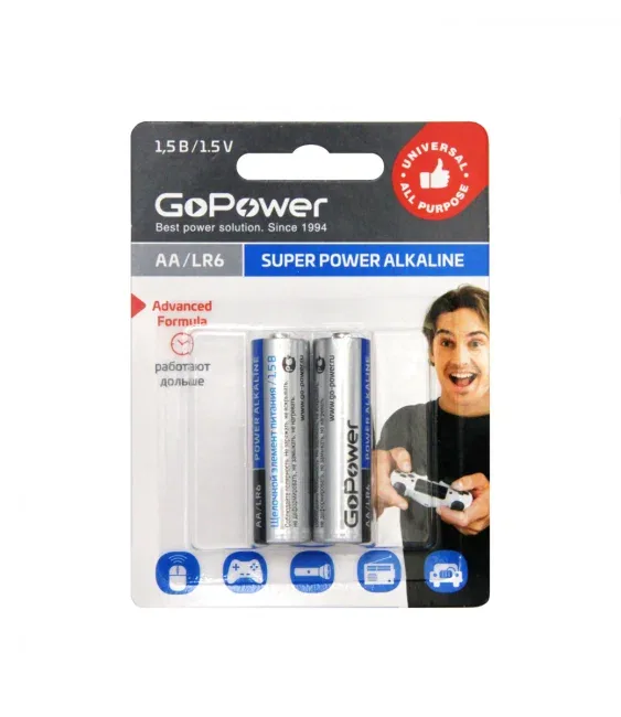 Батарейка AA LR6 GoPower (2 шт. в блистере)