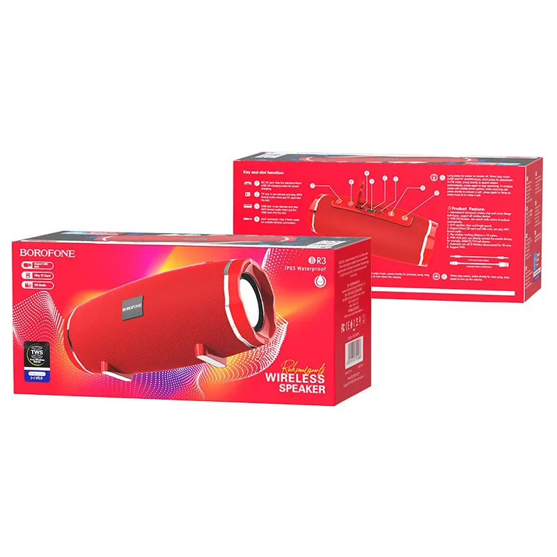 Портативная колонка Borofone BR3 Rich sound sports, red